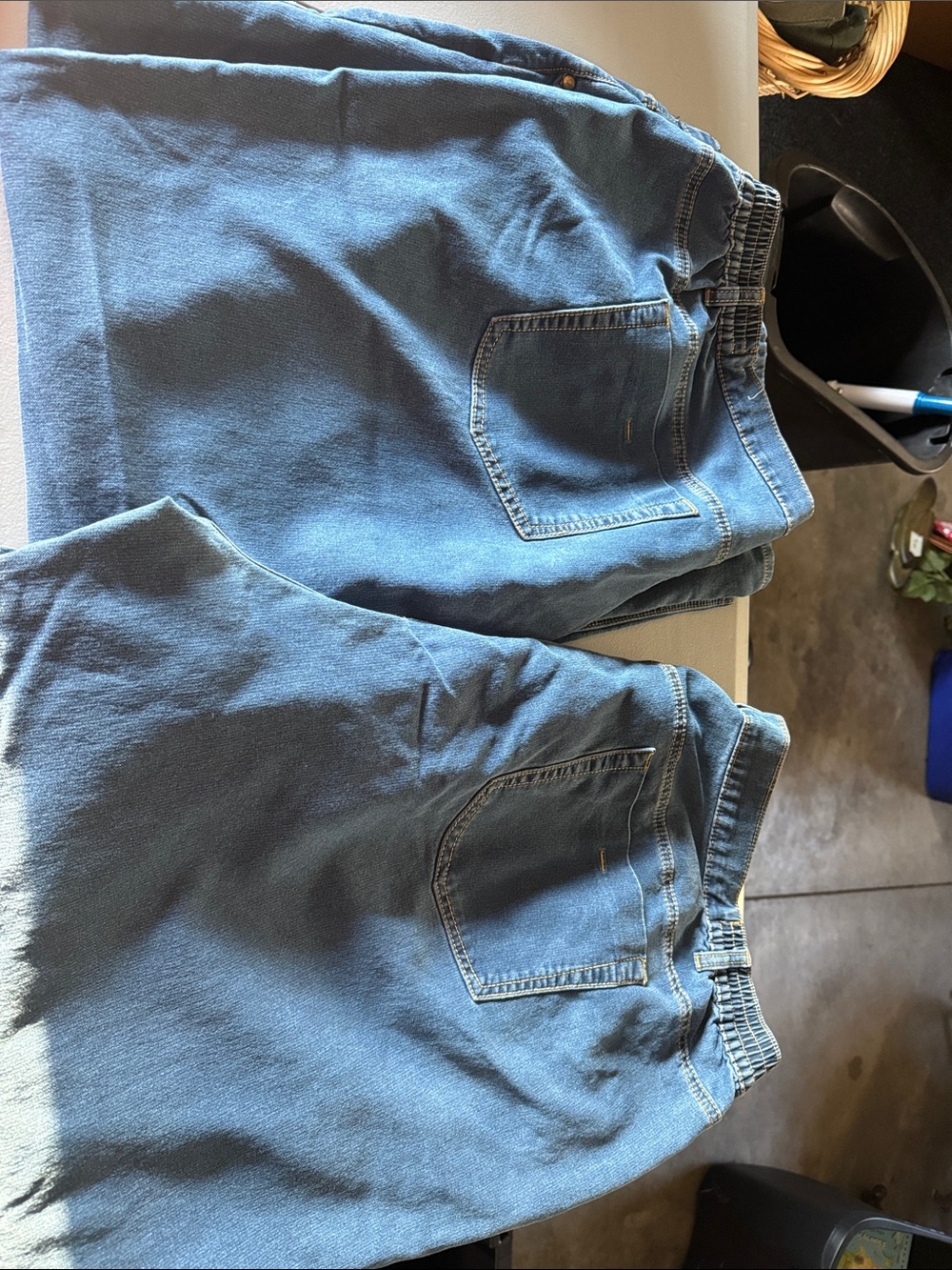 Catherines Light Blue Straight Leg Elastic Waist Jeans